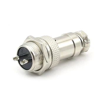 Силовий кабельний роз'єм mic 2 pin GX16-2 авіаційний циліндричний на 2 контакти тато+мама для мікрофона та гарнітури (18-4)
