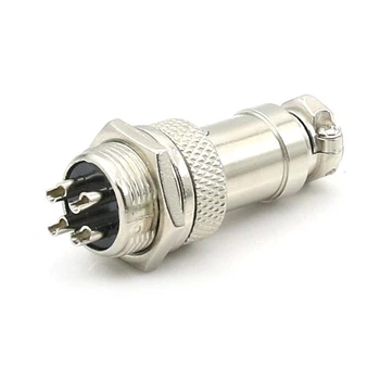 Силовой кабельный разъем mic 4 pin GX16-4 авиационный цилиндрический на 4 контакта папа+мама для микрофона и гарнитуры (18-1)