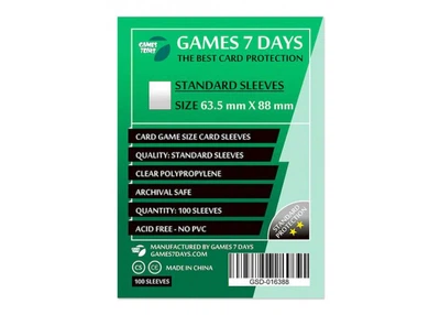Протекторы для карт Games7Days STANDART 100штук Card Game 63.5x88мм