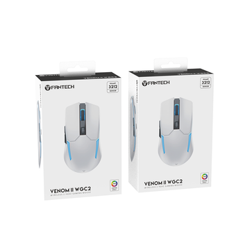 Белая беспроводная игровая мышка Fantech WGC2 Venom II Vibe с RGB подсветкой.