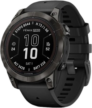 Смарт-годинник Garmin Fenix 7 Pro Sapphire Solar Edition Carbon Grey DLC Titanium with Black Band (010-02777-11)