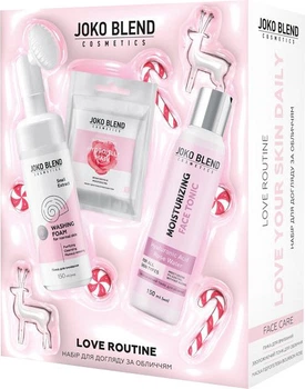 Набор новогодний для ухода за лицом Joko Blend Love Routine Пенка для умывания 150 мл + Увлажняющий тоник 150 мл + Маска гидрогелевая 20 г (4823109411050)