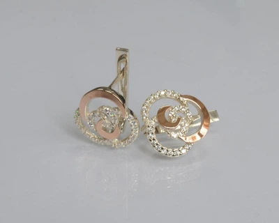 Серебряные серьги Silverstyle с золотыми пластинами 168с