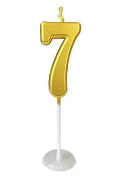 Свічка цифра "7" золото slim