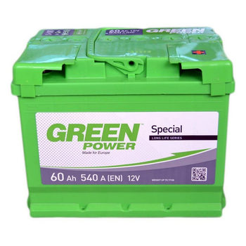 Аккумулятор автомобильный GREEN POWER Standart 60Ah Ев (-/+) (540EN) (22358)[89547]