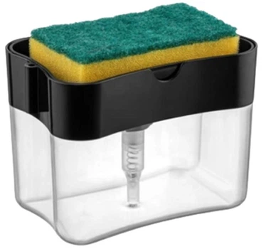 Диспенсер-органайзер Soap Pump Sponge Caddy для мочалок і мийного засобу пластиковий з дозатором 14 х 11 х 10 см Чорний