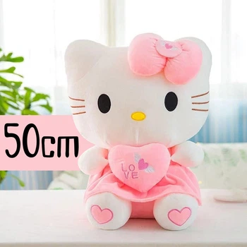 Мягкая игрушка обнимашка Аниме Onegai My Melody Hello Kitty Хеллоу Китти 50 см My Kigu Плюшевый Бело-розовый (9059)