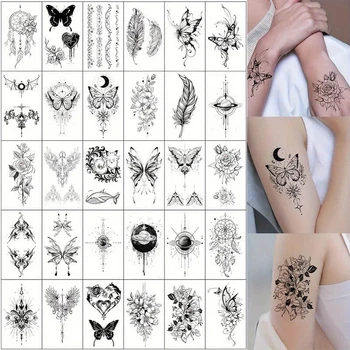 Набор "Черные мини" из 30 черных временных тату по 9,5*5,5 см (black-tattoo-mini-set-30)