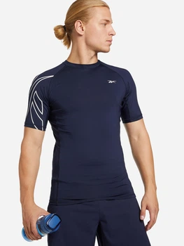 Футболка спортивна довга чоловіча Reebok Ts Compression Ss HF6345 S Темно-синя (4065415948121)