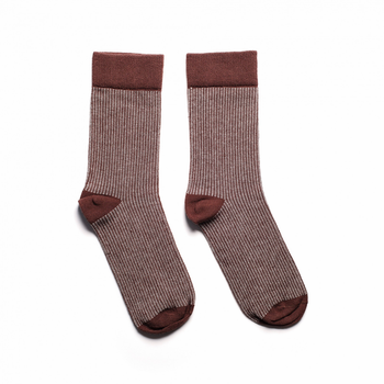 Носки с принтом цветные полосы высокие бесшовные дышащие качественные ORGANIC cotton коричневые JILL ANTONY 44-45 арт. 31012
