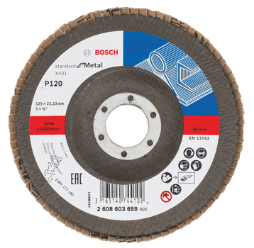 Пелюстковий шліфувальний диск Bosch (125 мм, P120, 22.23 мм) Standard For Metal випуклий круг (20952)