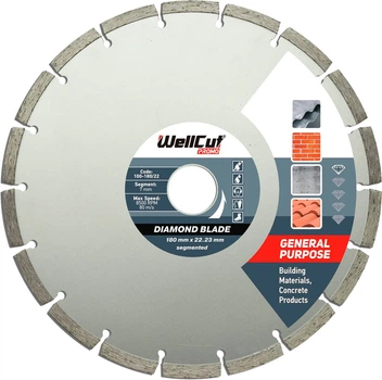Алмазный диск WellCut Promo (180х22.23 мм) круг отрезной сегментный по бетону (21730)