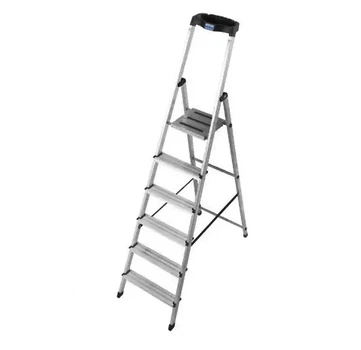 Алюминиевая лестница-стремянка Krause Safety 126344 (6 ступенек) односторонняя расставная (22883)