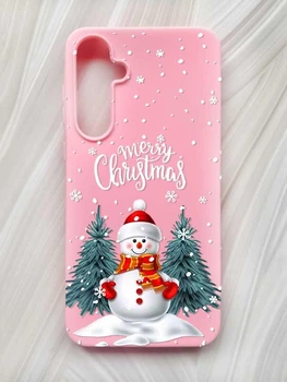 Матовый розовый чехол на Samsung Galaxy A55 (A556) Снеговик (принт 152)