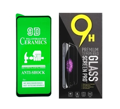 Протиударна захисна плівка Ceramics для Tecno Camon 16, 16 Pro, 16 SE Full Glue з чорною рамкою, глянцева
