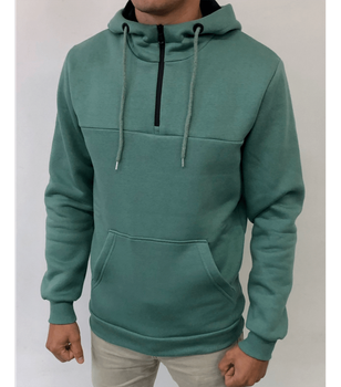 Тепле худі з коротким замком - HECTOR - 30462 - L - Світло-бірюзовий