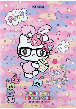 Двусторонняя цветная бумага Kite Hello Kitty А4 15 листов 15 цветов (HK24-250)