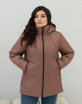 Женская демисезонная куртка с капюшоном MODA 0075 60 Темно-бежевый (M -0075 /2 F )