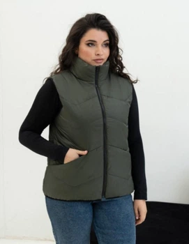 Теплый жилет женский стеганный удлиненный MODA 20115/1 50 Хаки ( M - 20115/4 A )