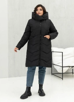 Женская зимняя куртка с капюшоном удлинённая MODA 000611 54 Черный (М-000611/1 D )