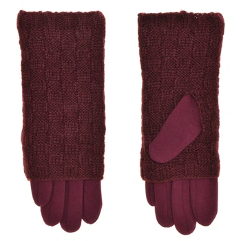 Перчатки женские бордовые из х\б Moda 615 XL (8) с вязаным утеплением