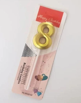 Свічка цифра міні "8" золота грань