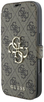 Etui z klapką Guess Book 4G Metal Logo do Apple iPhone 16 Plus Brown (GUBKP16M4GMGBR)