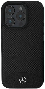 Панель Mercedes-Benz Textured And Plain Leather MagSafe для iPhone 16 PRO Black (MEHMP16L23RBARK)