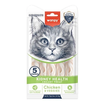 Жидкое лакомство для кошек Wanpy Functional Creamy Lickable Treat Kidney Health для кошек с почечной недостаточностью, курица/овощи (6927749871781)