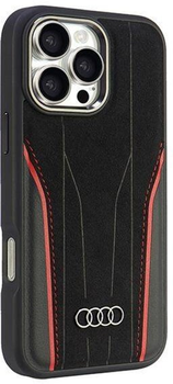 Etui Audi Genuine Leather z MagSafe do Apple iPhone 16 Pro Max Black/Red (6955250228473)