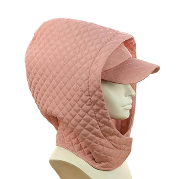 Комплект жіночий стьобаний (Кепка + Капор-каюшон) Каміла (One-Size) Пудровий
