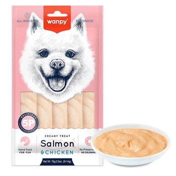 Жидкое лакомство для собак Wanpy Creamy Lickable Treat Salmon&Chicken лосось/курица, 70г (6927749870265)