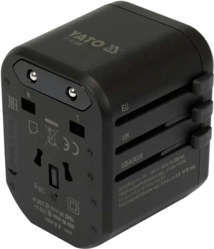 Gniazdo zasilacza YATO 110-240 V do 8 A z gniazdem uniwersalnym z USB Type-C i wtyczkami YT-81300 (5906083084959)