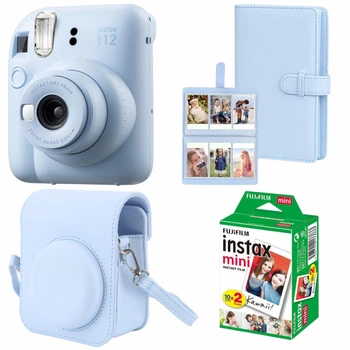 Набір Камера моментального друку Fujifilm INSTAX Mini 12 Pastel Blue / Чохол блакитний / Фотопапір на 20 знімків / Фотоальбом блакитний на 108 знімка