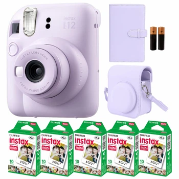 Подарунковий набір Камера для миттєвого друку Fujifilm INSTAX Mini 12 Lilac Purple / Фіолетовий чохол / Картриджі на 50 фото / Фіолетовий фотоальбом на 108 фото