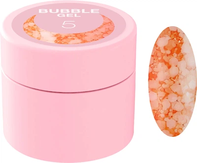 Блестки для ногтей Luna Bubble Gel №5, для маникюра и педикюра, 5 мл, оранжевий