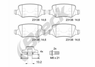 Гальмівні колодки BRECK 231380070400 Mercedes B-Class, A-Class 1694201120, 1694201420, 1694201720