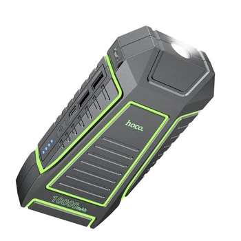 Пусковое зарядное устройство для аккумулятора бустер 3в1 Hoco QS1 10000mAh с power bank, фонарь | Черный