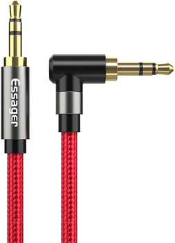 Кабель ESSAGER AUX Cable 3.5mm Jack Audio Cable For Speaker Wire Headphone Car 3.5 mm Jack Hifi Aux Adapter 1.5 м Red (EYP35-WTA09)