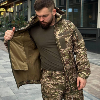 Форма Military куртка з капюшоном + штани Softshell на флісі хижак розмір 2XL