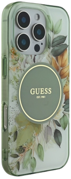 Etui Guess Hardcase IML Flower & Tonal Circle MagSafe do Apple iPhone 16 Pro Green (GUHMP16LHFWBDCEN)