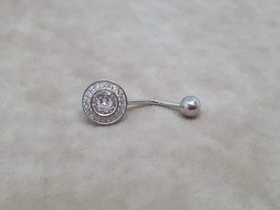 Серебряная серьга для пирсинга пупка. 7002U