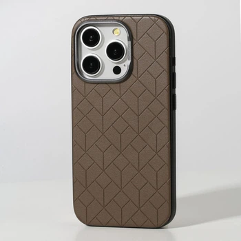 Чохол iPhone 15 Pro Max Leather fashion with MagSafe gray