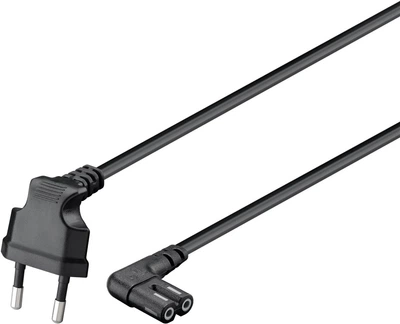 Кабель живлення пристроїв Lucom IEC(EuroPlug)-(C7)Euro8 M/M 2.0m 90°вниз/90°вбік 2x0.75mm чорний(84.00.7140)