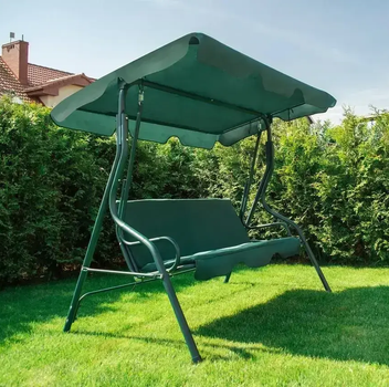 Качель садовая Garden Relax 3-х местная с навесом и матрасом зеленый
