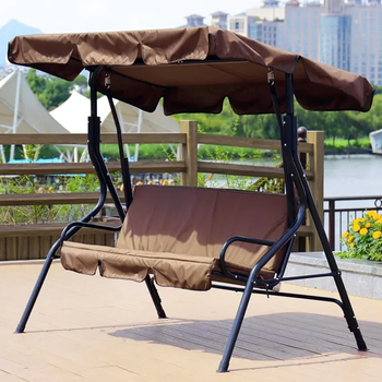 Качель садовая Garden Relax 3-х местная с навесом и матрасом коричневый