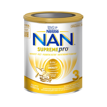 Сухая смесь NAN 3 Supreme Pro с 6 олигосахаридами и двойным пробиотиком для питания детей от 12 месяцев 800 г (7613036951449)