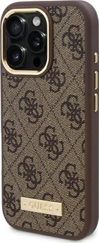 Панель Guess Hardcase 4G Logo Plate MagSafe MagSafe для Apple iPhone 16 Pro Brown (GUHMP16LU4GPRW)