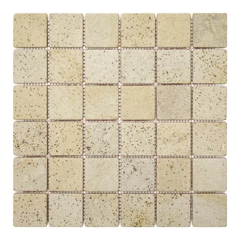 Мозаика каменная KrimArt МКР-3СВ Песчаник Крем бежевая 305x305x6 мм для фасада колонн террасы спа (004127)