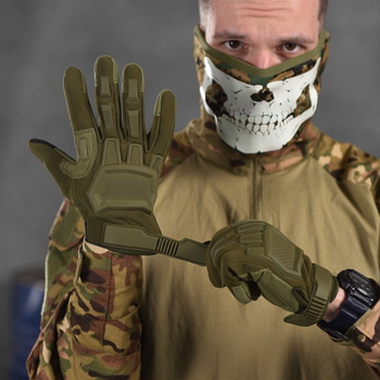 Міцні сенсорні Рукавиці Mechanix M-Pact із захисними накладками олива розмір M